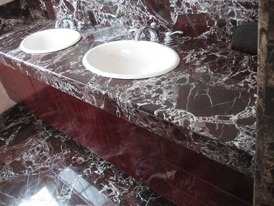 đá marble rosso levanto lavabo